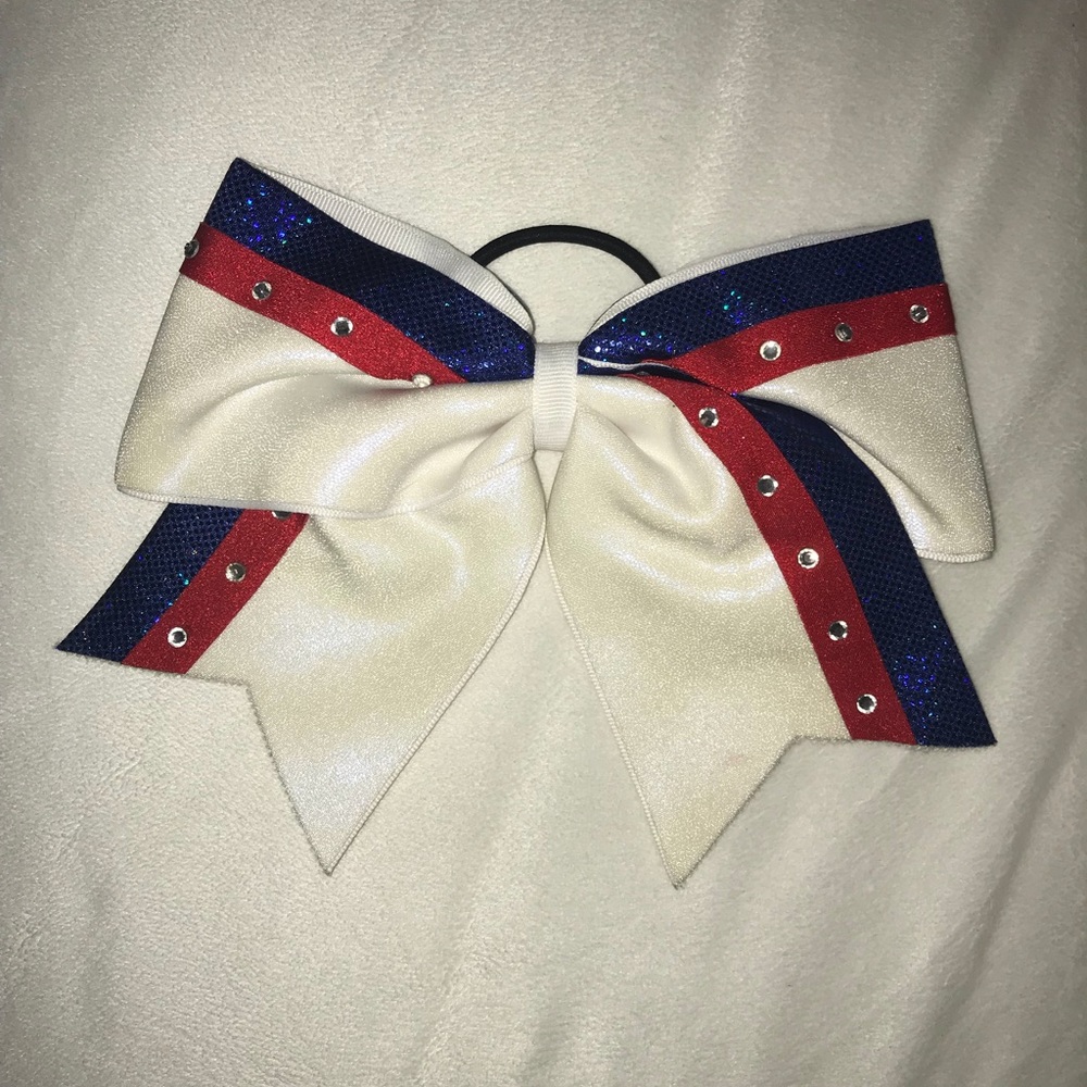 Red white & blue cheer bow
